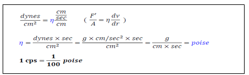 unit of viscosity, poise, centipoise