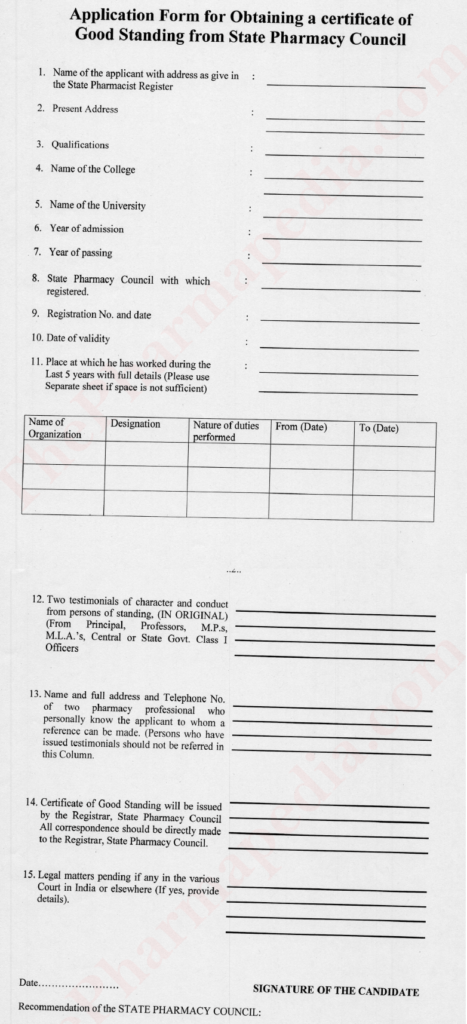 Good standing certificate, Pharmacy council, Registrar, PCI, Abroad, B.Pharm, D.Pharma, M.Pharm, Pharmapedia, The Pharmapedia, ThePharmapedia