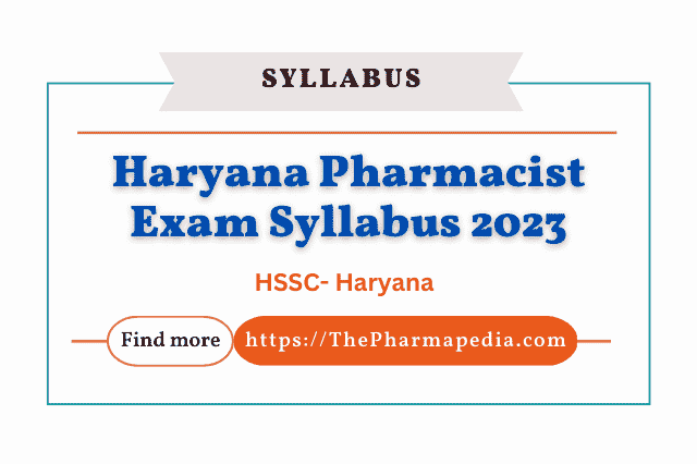 Haryana, Pharmacist, Syllabus, HSSC, Pharmapedia