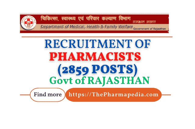 Pharmacist, Vacancy, Rajasthan, SIHFW, RMSSSB, Pharmapedia, The Pharmapedia