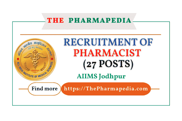 AIIMS, Jodhpur, Pharmacist, Government Job, Pharma Job,