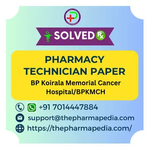 Pharmacy, pharmacist, Technicain, BPKMCH, Answer, Key, Solved, paper, Question, Govt, Pharmapedia