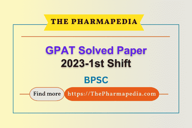 GPAT Question Paper, 2023, Answer key